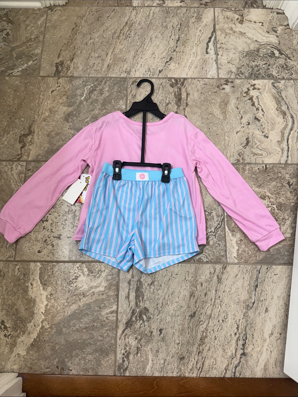 NWT Size Small (6) Pink Pikachu 'Choose You' long sleeve and shorts Pajama Set - Picture 2 of 2